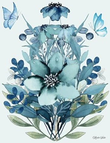 Blue Flowers: A4 Lined Notebook: Hardcover