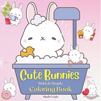 Cute Bunnies: Bold & Simple Coloring Book