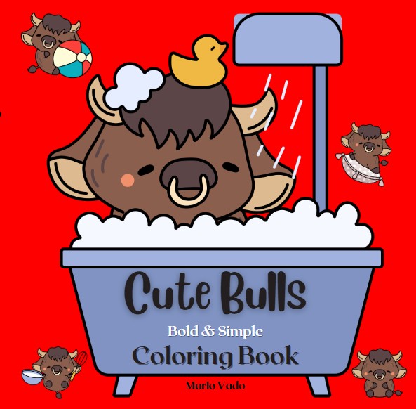 Cute Bulls: Bold & Simple Coloring Book