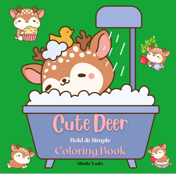 Cute Deer: Bold & Simple Coloring Book