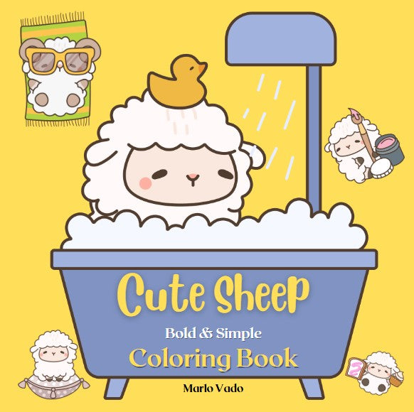 Cute Sheep: Bold & Simple Coloring Book