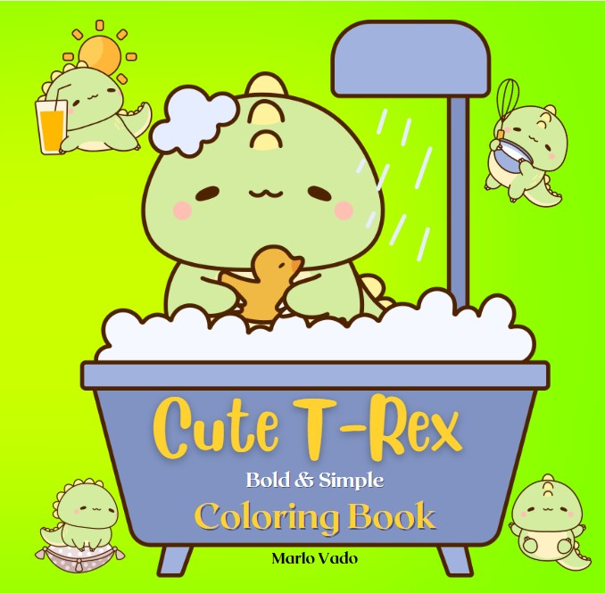 Cute T-Rex: Bold & Simple Coloring Book