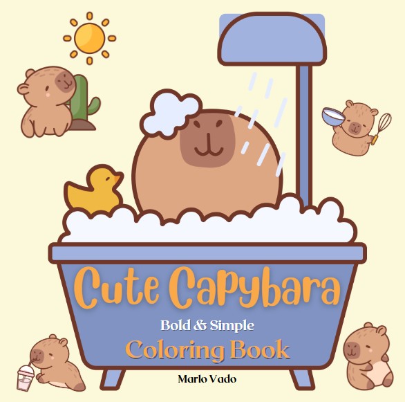 Cute Capybara: Bold & Simple Coloring Book